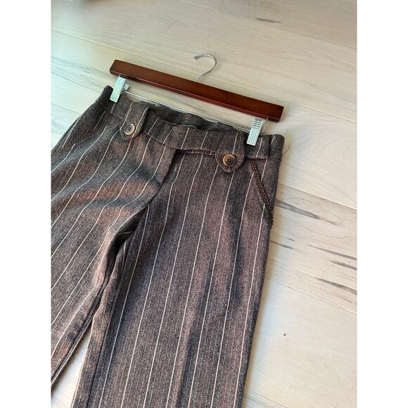 Y2K Low Rise Pinstriped Cropped Pants Brown SZ 6 Low Waist Size 30" Indie Vibes - Picture 11 of 11